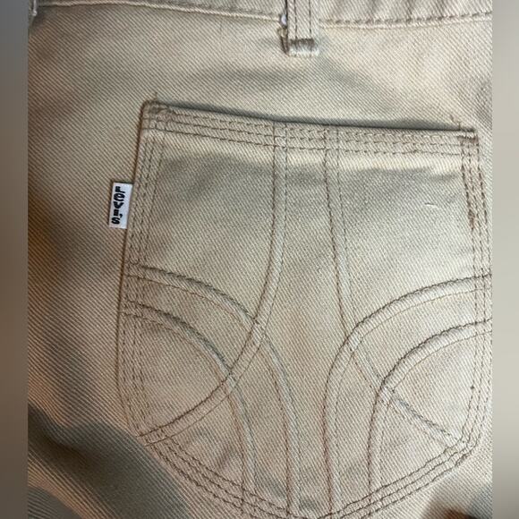 Vtg 70s Levis Fresh Produce Wide Straight Leg Tan White Tab Cropped Jeans 32x26 - Picture 5 of 8